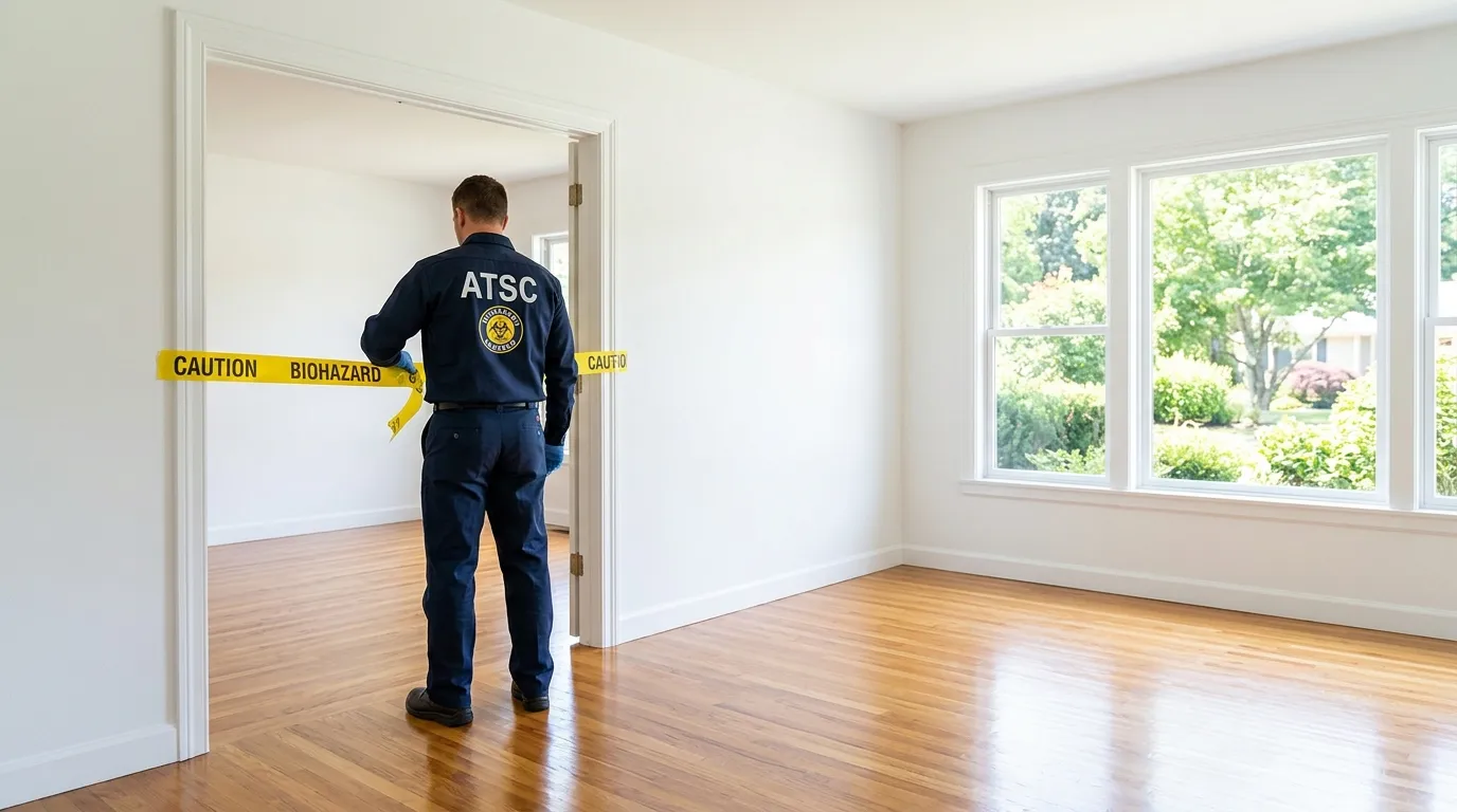 Certified biohazard cleanup crew performing Decomposition Cleanup in Dover